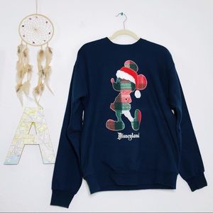 Adult Navy Holiday Mickey Pullover Sweater
